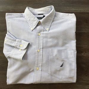 Nautica Blue Striped Long Sleeve Button Down Shirt L
